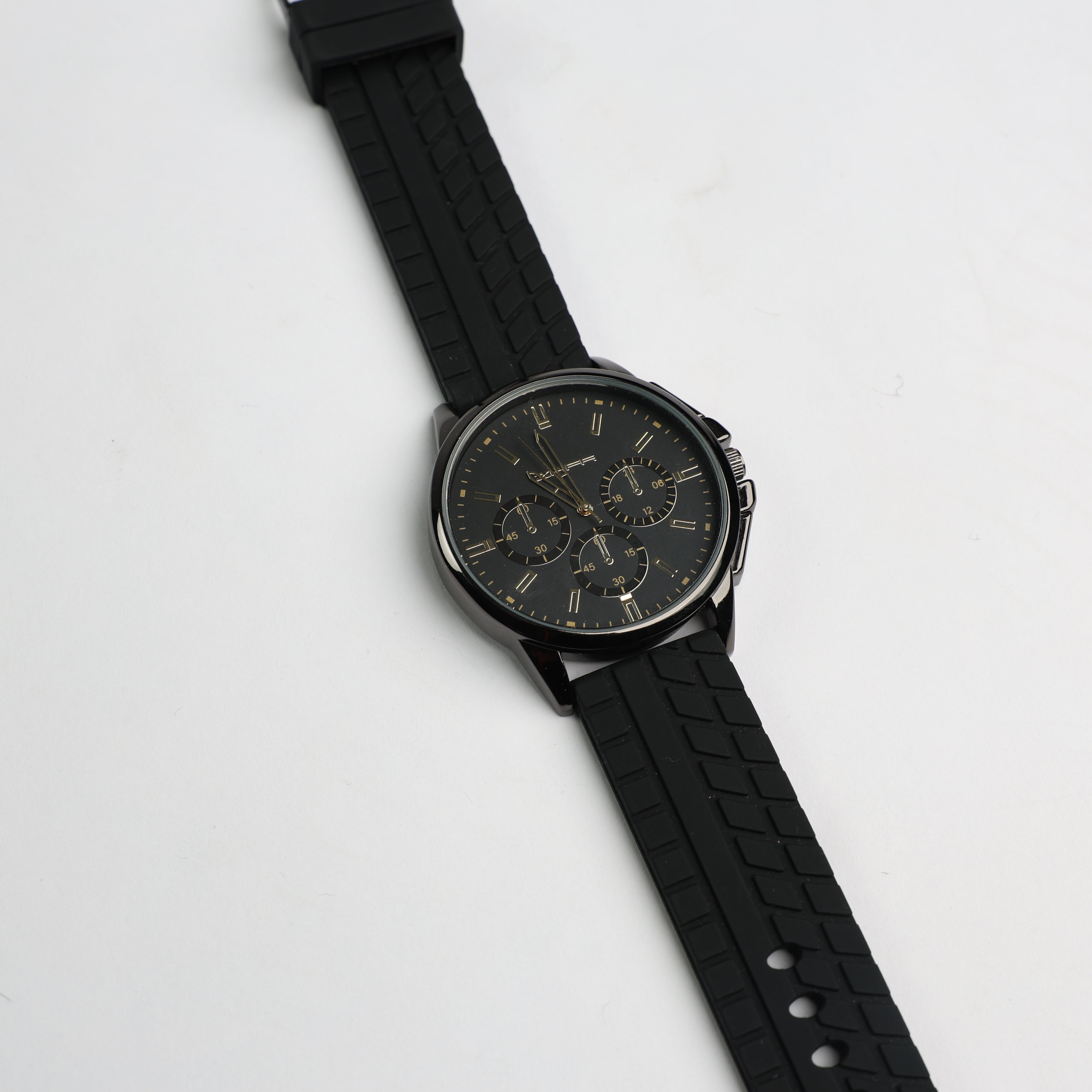Tyre Resin Watch.Silver Frame And Gold Accented Dial.