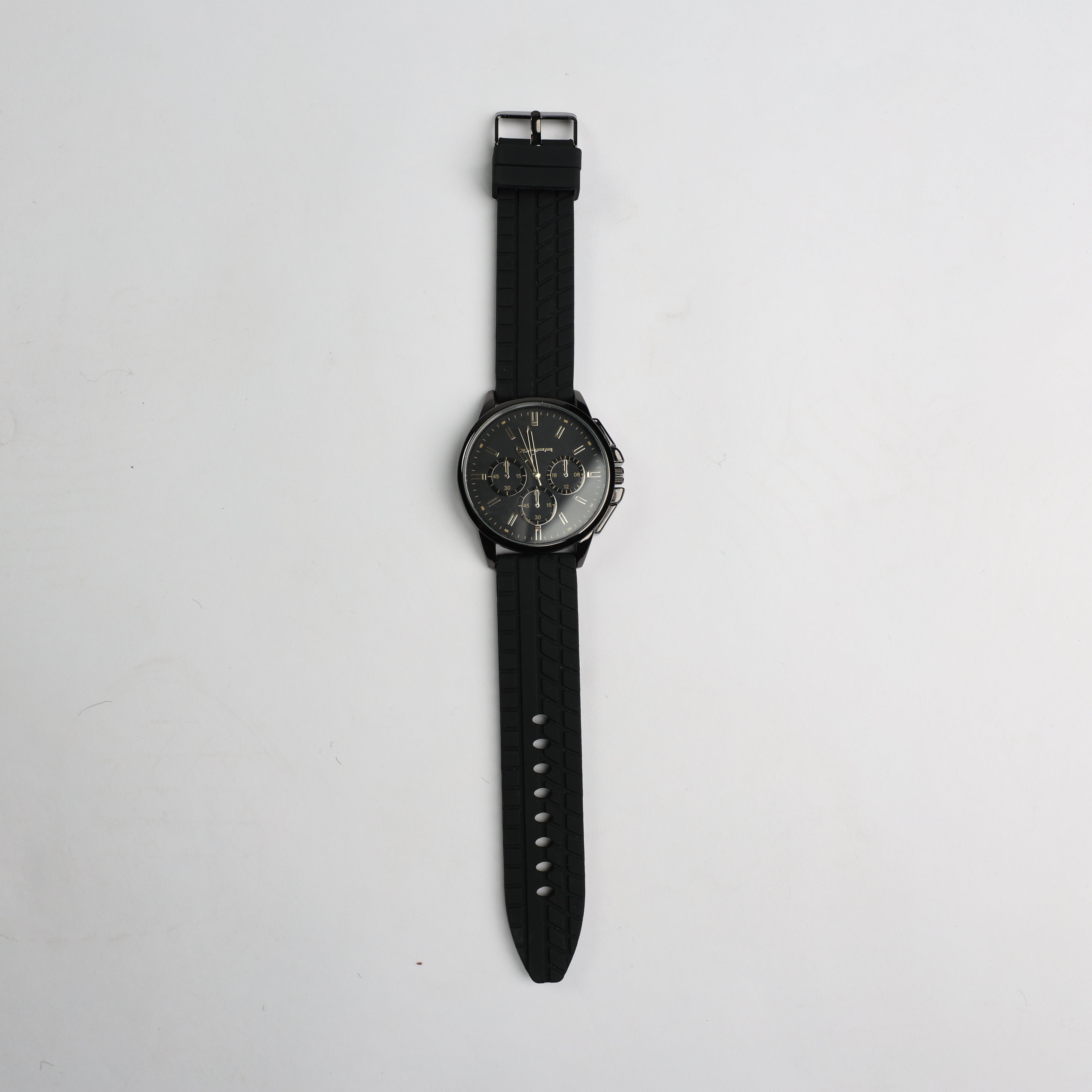 Tyre Resin Watch.Silver Frame And Gold Accented Dial.
