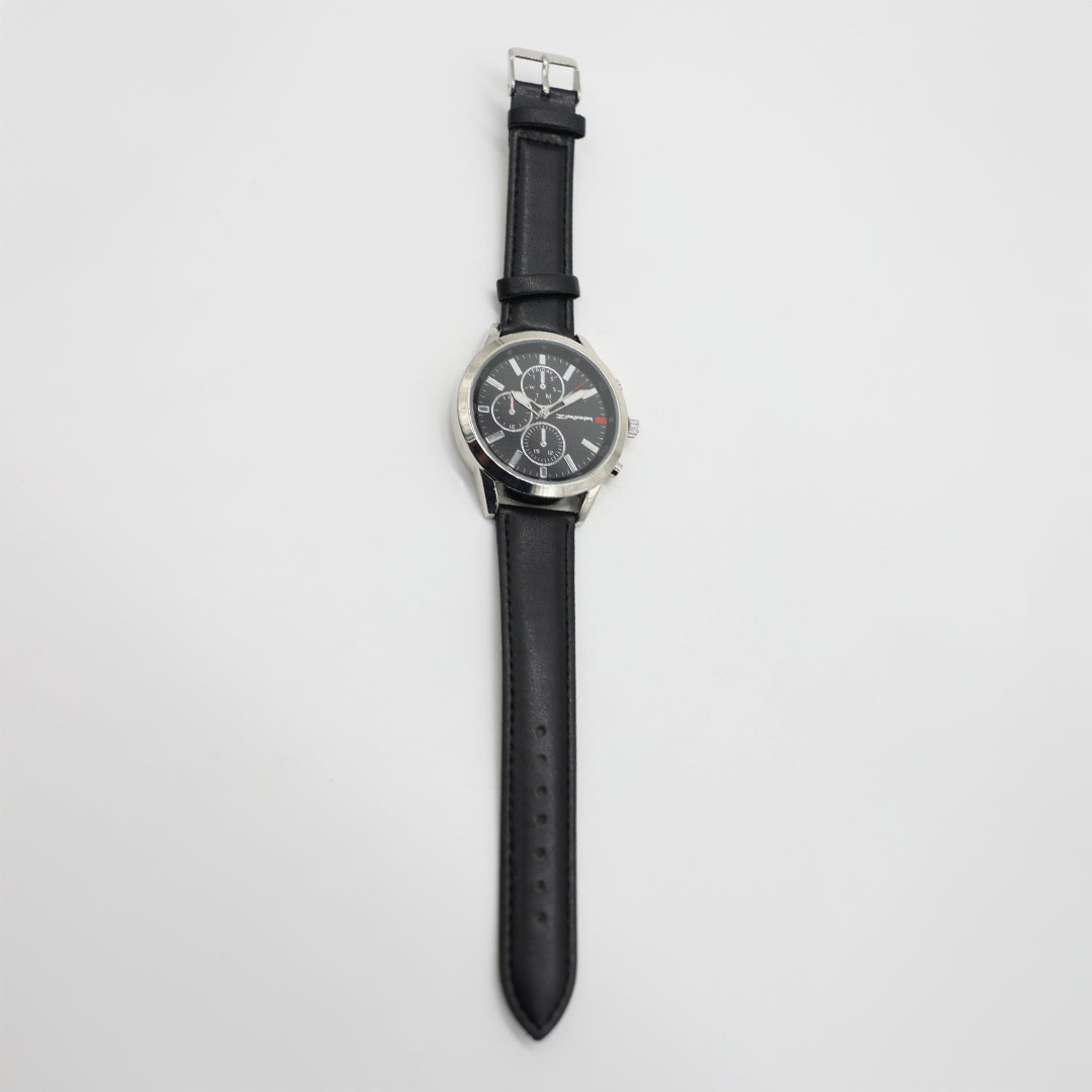 Pu Watch.Silver Frame.Contrast Stitching.