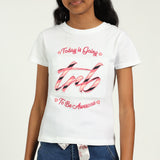 Girls White Graphic T-Shirt