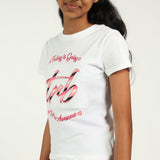 Girls White Graphic T-Shirt