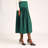 Ladies Green Pleated Skirt