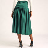 Ladies Green Pleated Skirt