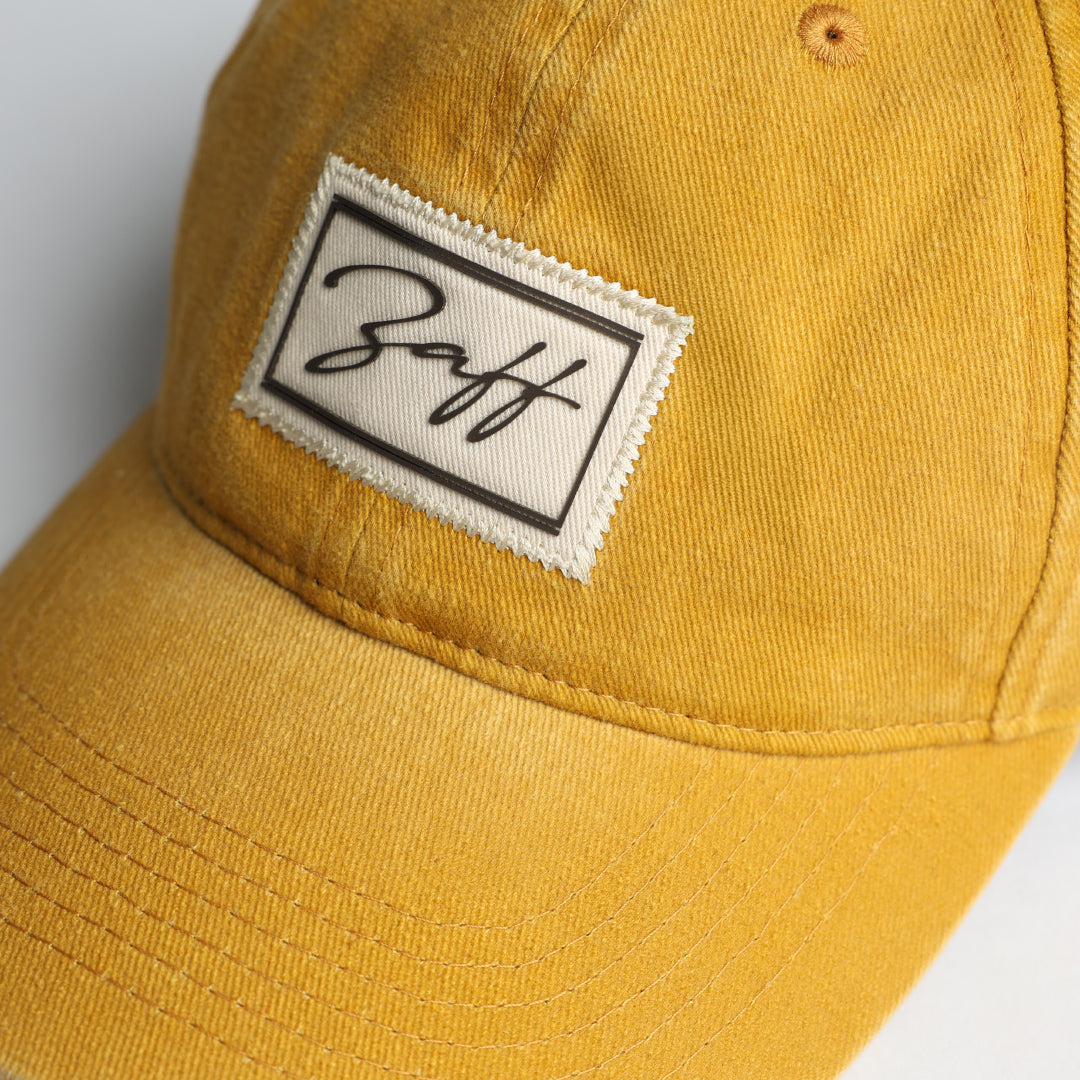 Washed Cotton Twill Dad Cap.Woven Badge.