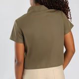 Girls Olive Tie Up Shirt