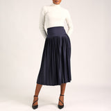 Ladies Navy Pleated Skirt