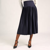 Ladies Navy Pleated Skirt
