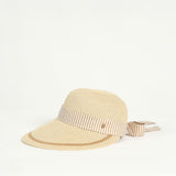 Wide Brim Visor Straw Sun Hat.Fabric Tie Up.