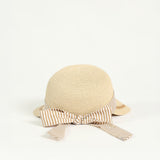 Wide Brim Visor Straw Sun Hat.Fabric Tie Up.