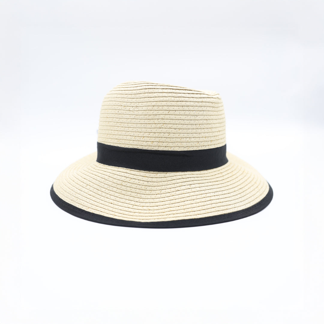 Downturn Bow Tie Straw Sun Hat.