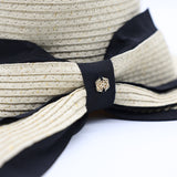 Downturn Bow Tie Straw Sun Hat.
