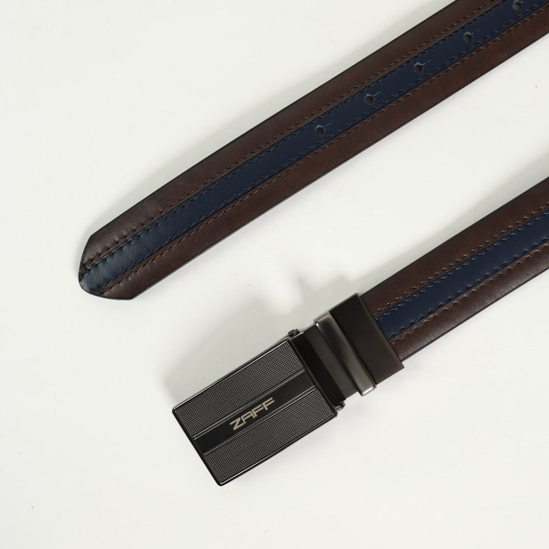 Stripe 35mm Belt.Silver Solid Buckle