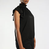 Ladies Black Flutter Sleeve Top