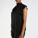 Ladies Black Flutter Sleeve Top