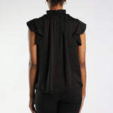 Ladies Black Flutter Sleeve Top