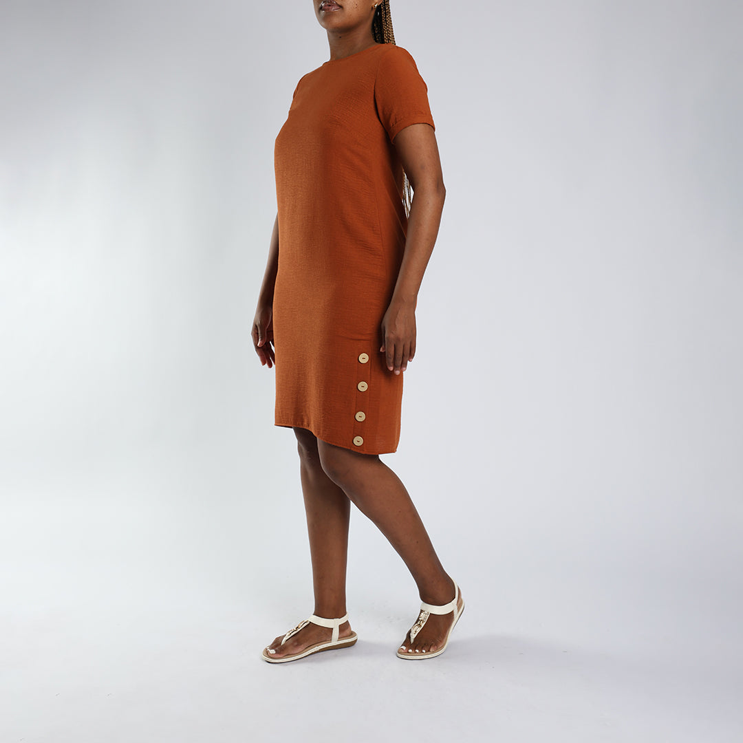 Rust Buttons Dress