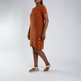 Rust Buttons Dress