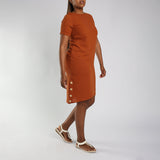 Rust Buttons Dress