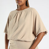 Ladies Light Stone Bubble Sleeve Top