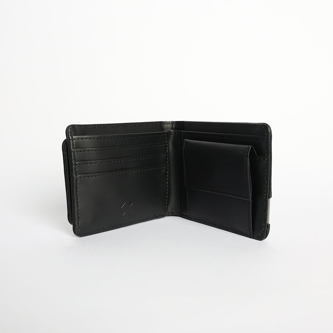 Flap Over Wallet.Clasp And Zip Detail.