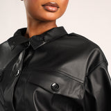 Black Pu Collar Jacket