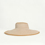 Stripe Visor Straw Sun Hat.Elastic Tie Up Detail.
