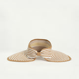 Stripe Visor Straw Sun Hat.Elastic Tie Up Detail.