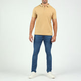 MENS MODA STONE WAFFLE TEXTURED S/S GOLFER