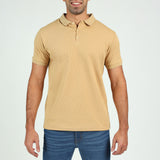 MENS MODA STONE WAFFLE TEXTURED S/S GOLFER