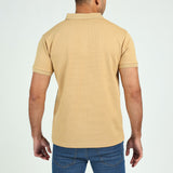 MENS MODA STONE WAFFLE TEXTURED S/S GOLFER