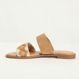 Crochet Push In Sandal.Gold Studded Randed Outsole.