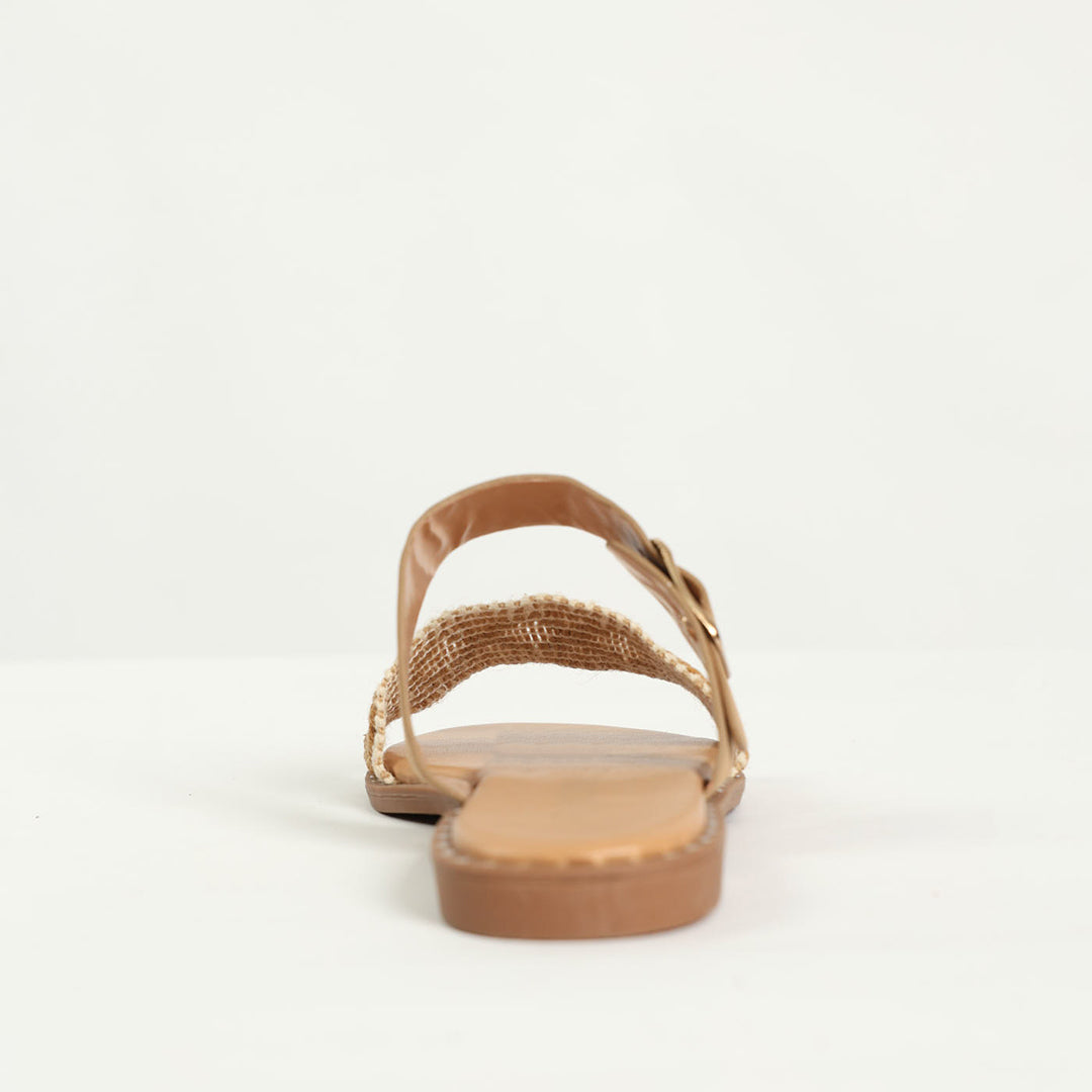 Crochet Push In Sandal.Gold Studded Randed Outsole.