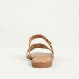 Crochet Push In Sandal.Gold Studded Randed Outsole.