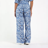 Blue Printed Wide Leg Pants