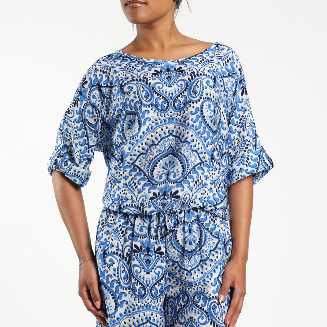Blue Printed Blouse