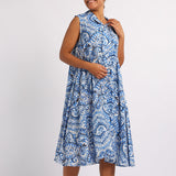 Blue Printed Flare Dress