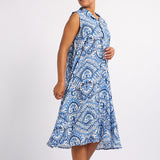 Blue Printed Flare Dress