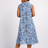 Blue Printed Flare Dress