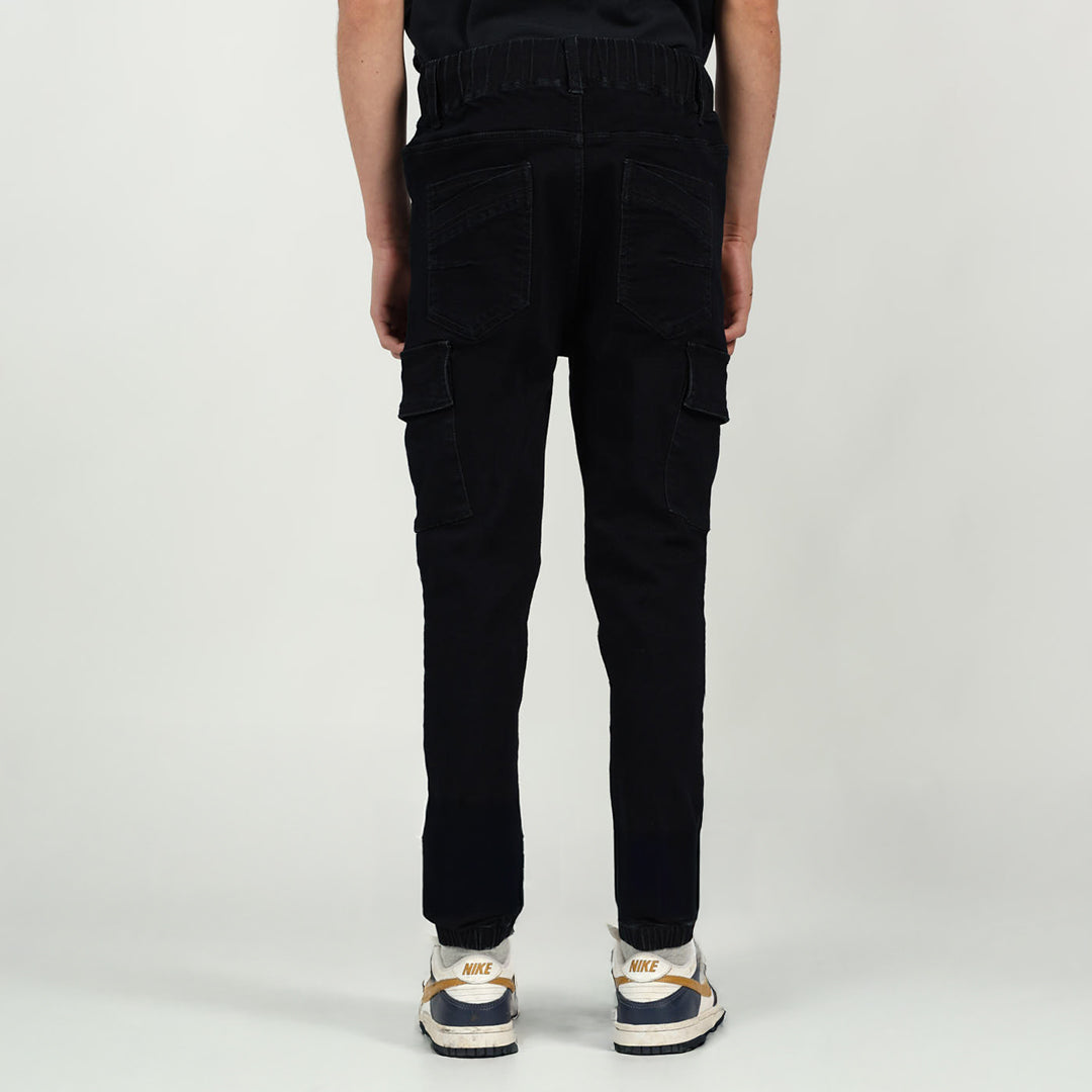 Boys Denim Cargo Biker Jogger