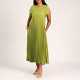 Chartreuse Pleat Dress