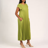 Chartreuse Pleat Dress