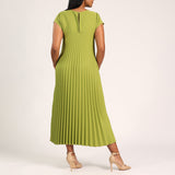 Chartreuse Pleat Dress