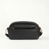 Ciarra Black Suede Crossbody Bag.Multi Compartment.