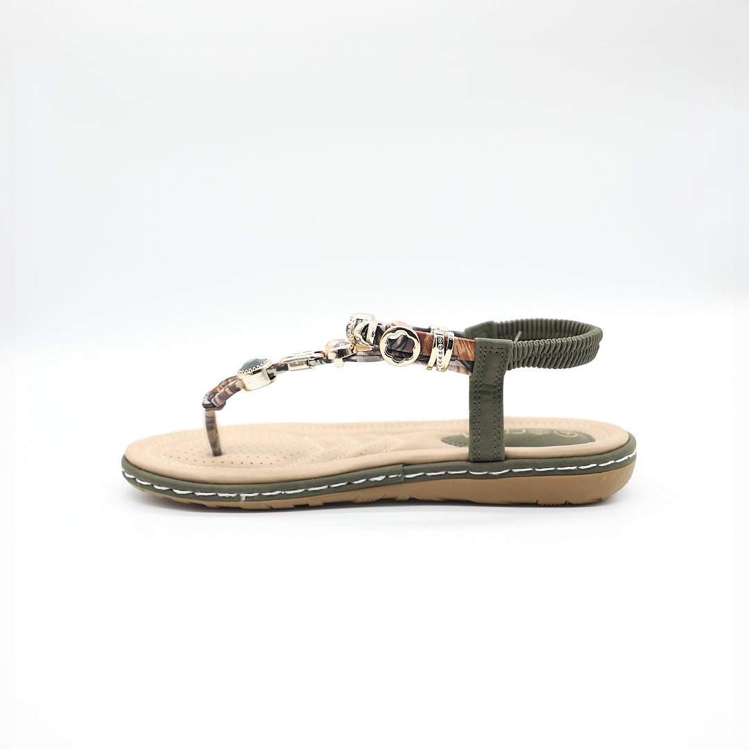 Comfort Thong Sandal.Crystal Upper Detail.