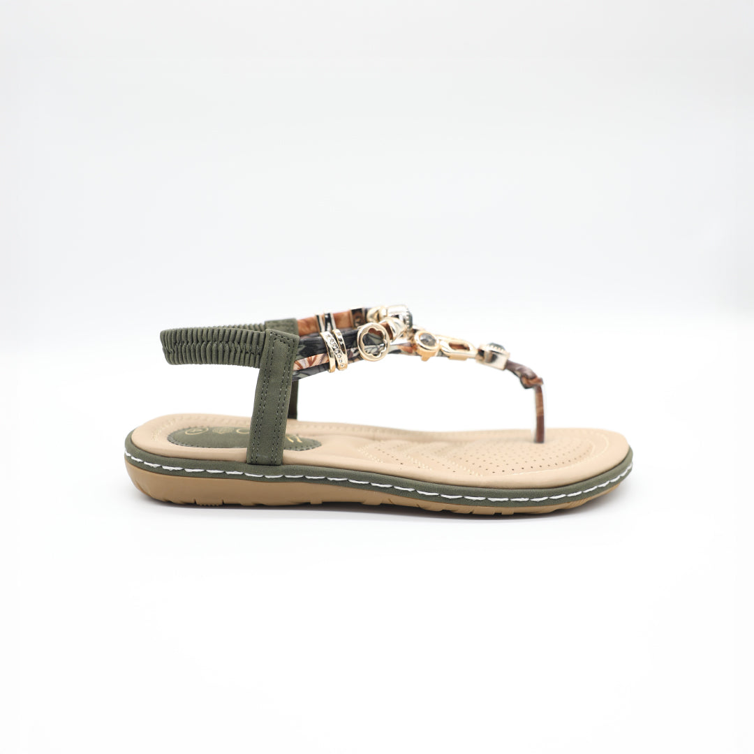 Comfort Thong Sandal.Crystal Upper Detail.