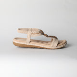 Weave Comfort Sandal.Beaded Detail.