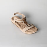 Weave Comfort Sandal.Beaded Detail.