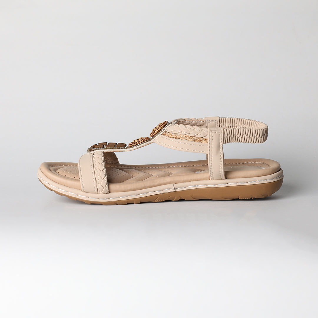 Weave Comfort Sandal.Beaded Detail.