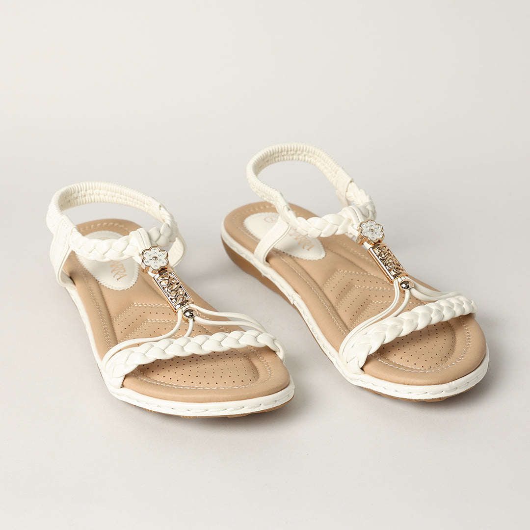Weave Comfort Sandal.Gold Trim Detail.
