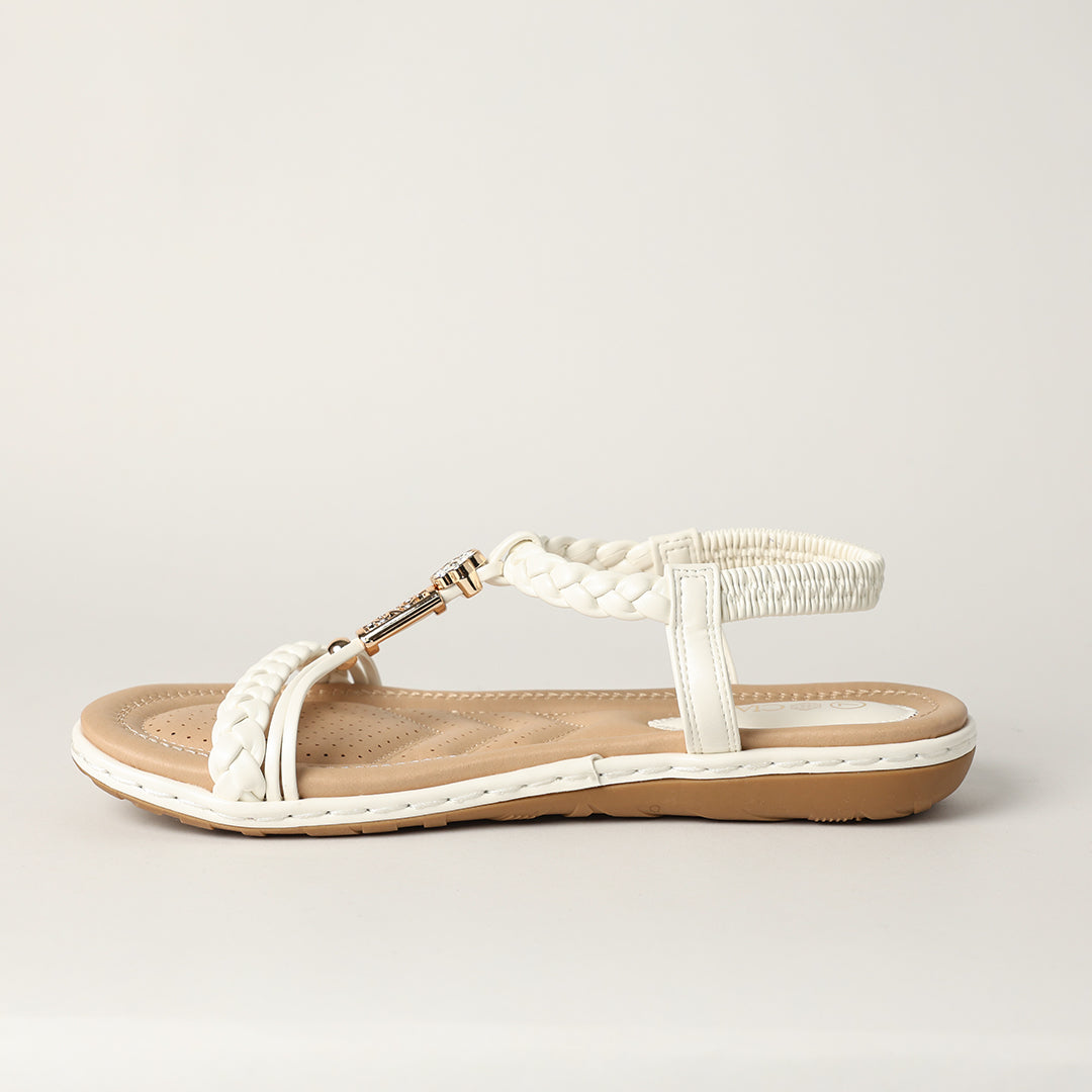 Weave Comfort Sandal.Gold Trim Detail.